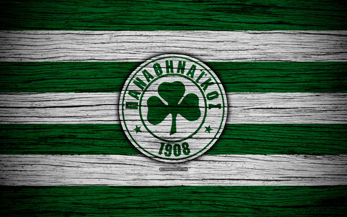 Panathinaikos Logo - Download wallpapers Panathinaikos FC, 4k, wooden texture, Greek ...