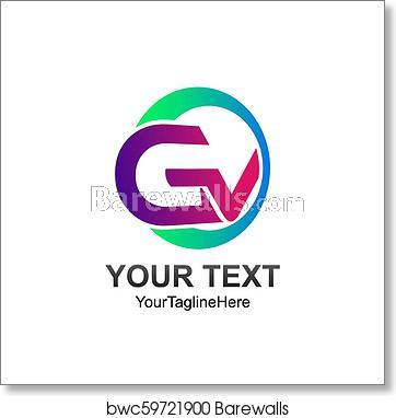 GV Logo - Initial letter GV logo template colorfull circle design for business and  company identity art print poster