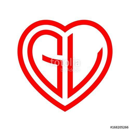GV Logo - initial letters logo gv red monogram heart love shape