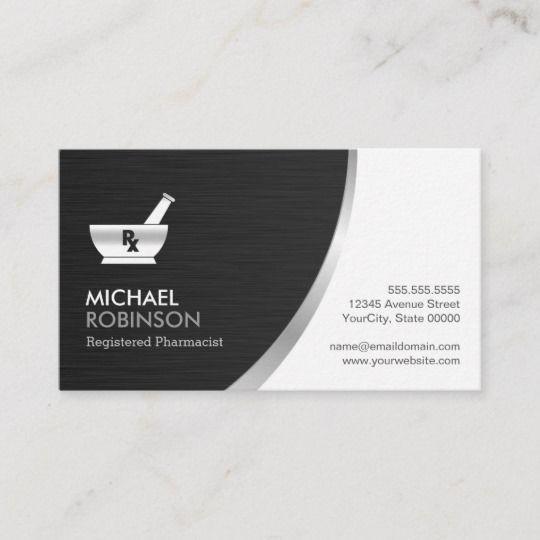 Pharmacist Logo - Pharmacy Pharmacist Logo - Modern Black Silver Business Card