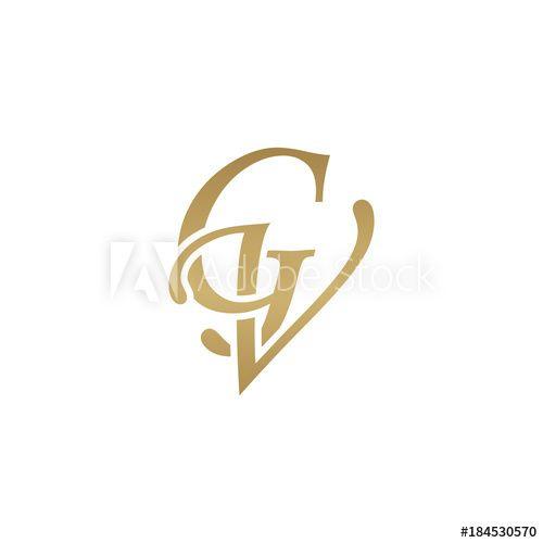 GV Logo - Initial letter GV, overlapping elegant monogram logo, luxury golden