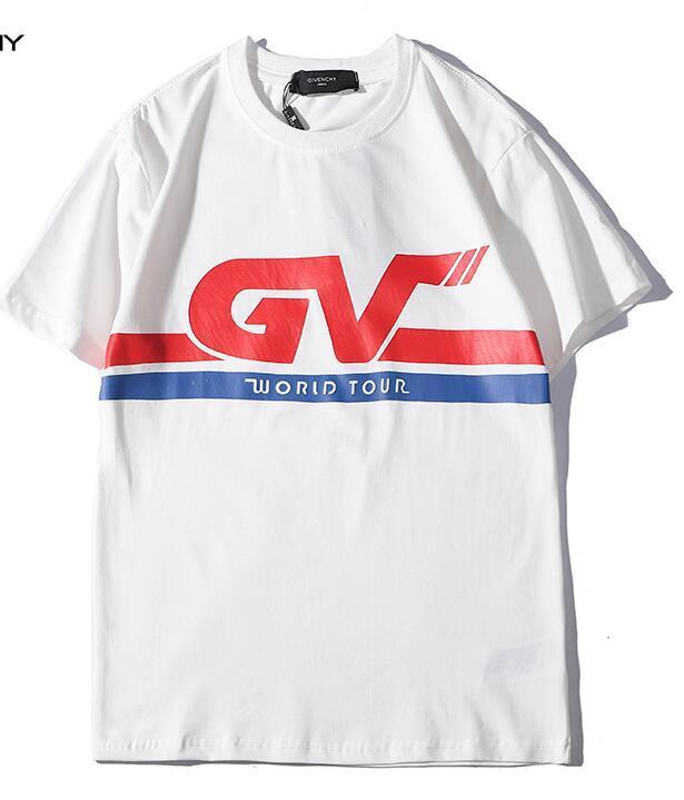 GV Logo - 2019 New Tee cotton gv letter logo print short sleeve O-neck T-shirt men  and women t shirt wear casual tee S-XXL