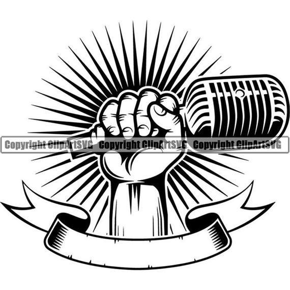 Mic Logo - Microphone Logo #19 Hand Holding Mic Singer Audio Sound Recording Record  Music Studio Equipment Radio .SVG .PNG Vector Cricut Cut Cutting