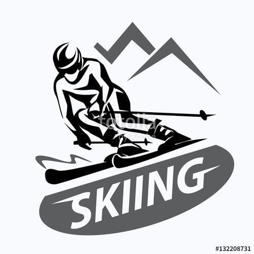 Skier Logo - skiing stylized vector symbol, logo or emblem template