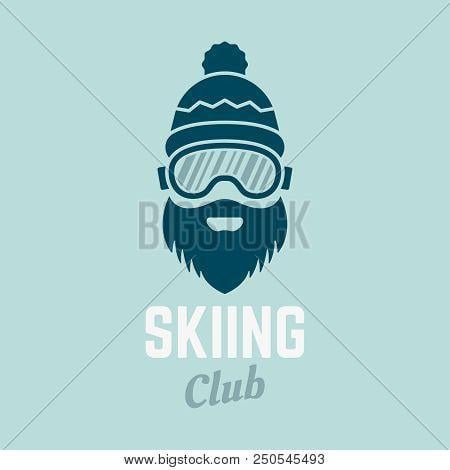 Skier Logo - Skier Head With Beard In Ski Glasses And Winter Hat Isolated Vector