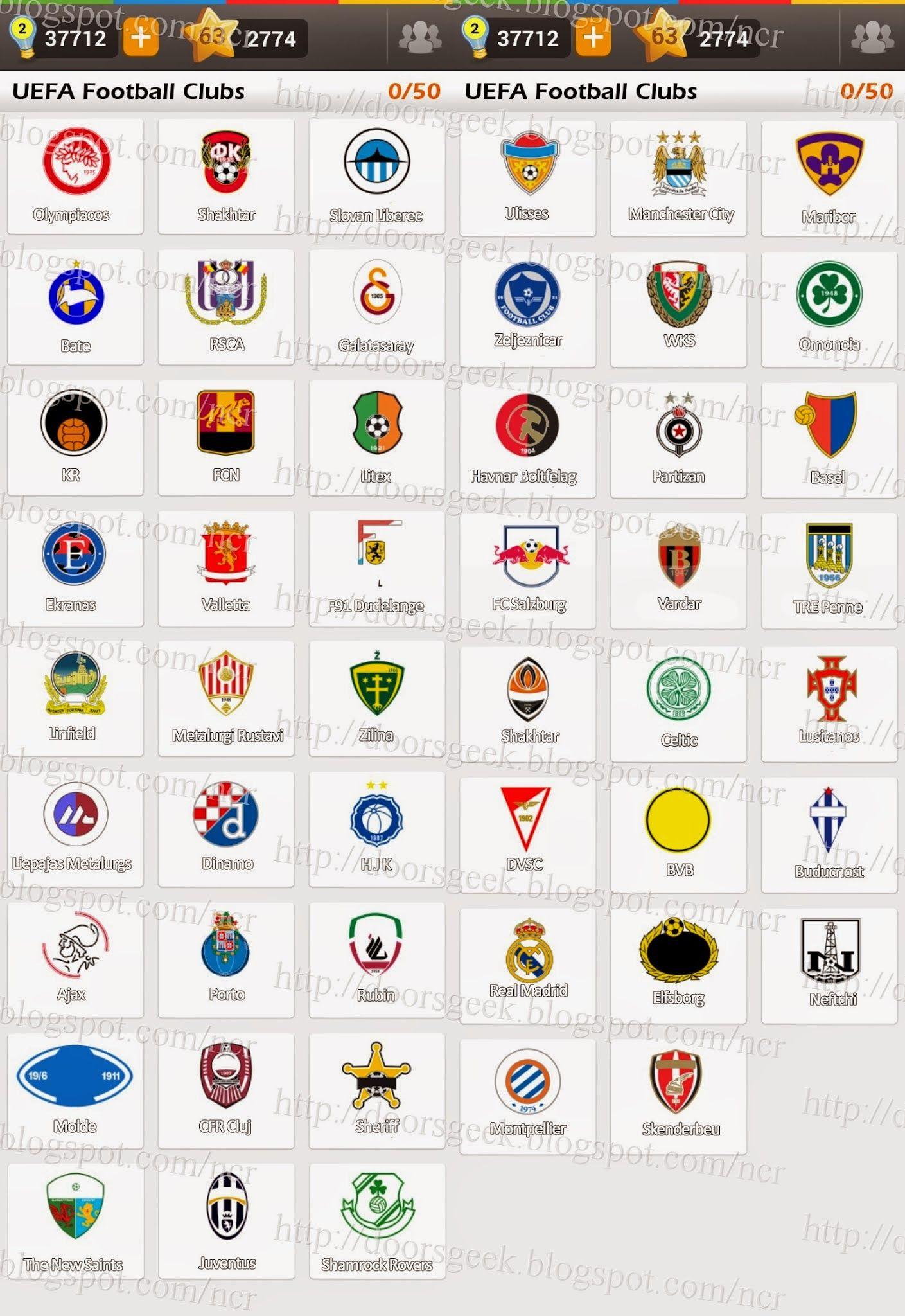 Clubs Logo - Logo Game: Guess the Brand [Bonus] UEFA Football Clubs Doors Geek