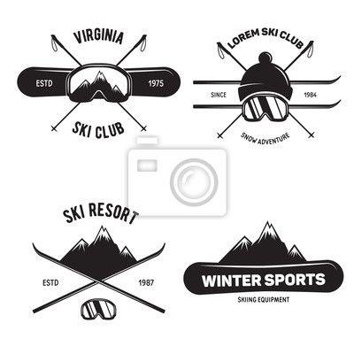 Skier Logo - Set Of Ski Club Vintage Mountain Winter Badges Outdoor Adventure Logo  Design Snowboard Icon Symbol Skier Wall Mural