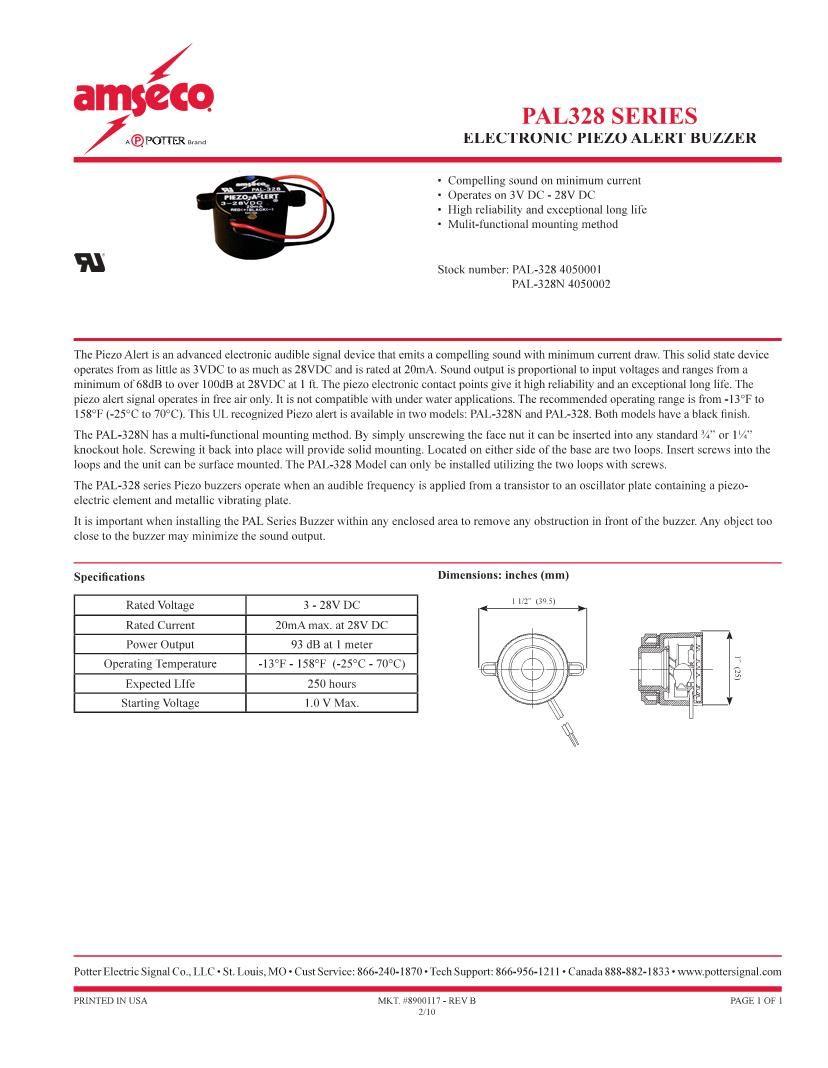 Amseco Logo - PAL-328N AMSECO Audio Indicators & Alerts | Mouser