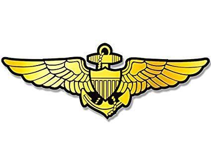Aviator Logo - American Vinyl Gold Navy Aviator Wings Shaped Sticker (Logo Naval Pilot Fly  Aviation)