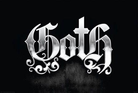 Goth Logo - Metallic Silver on Black, Silver Goth Logo Poster - PopArtUK