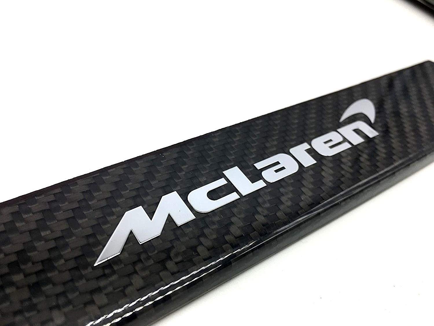 Maclarin Logo - Car Accessory Warehouse MCLAREN Silver Logo Emblem Full Carbon Fiber  License Plate Frame Gloss Finish CF Carbon Weave