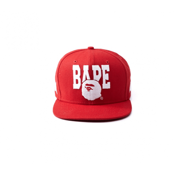 Red BAPE Logo - BAPE Logo Ape Face Snapback Hat (Red)