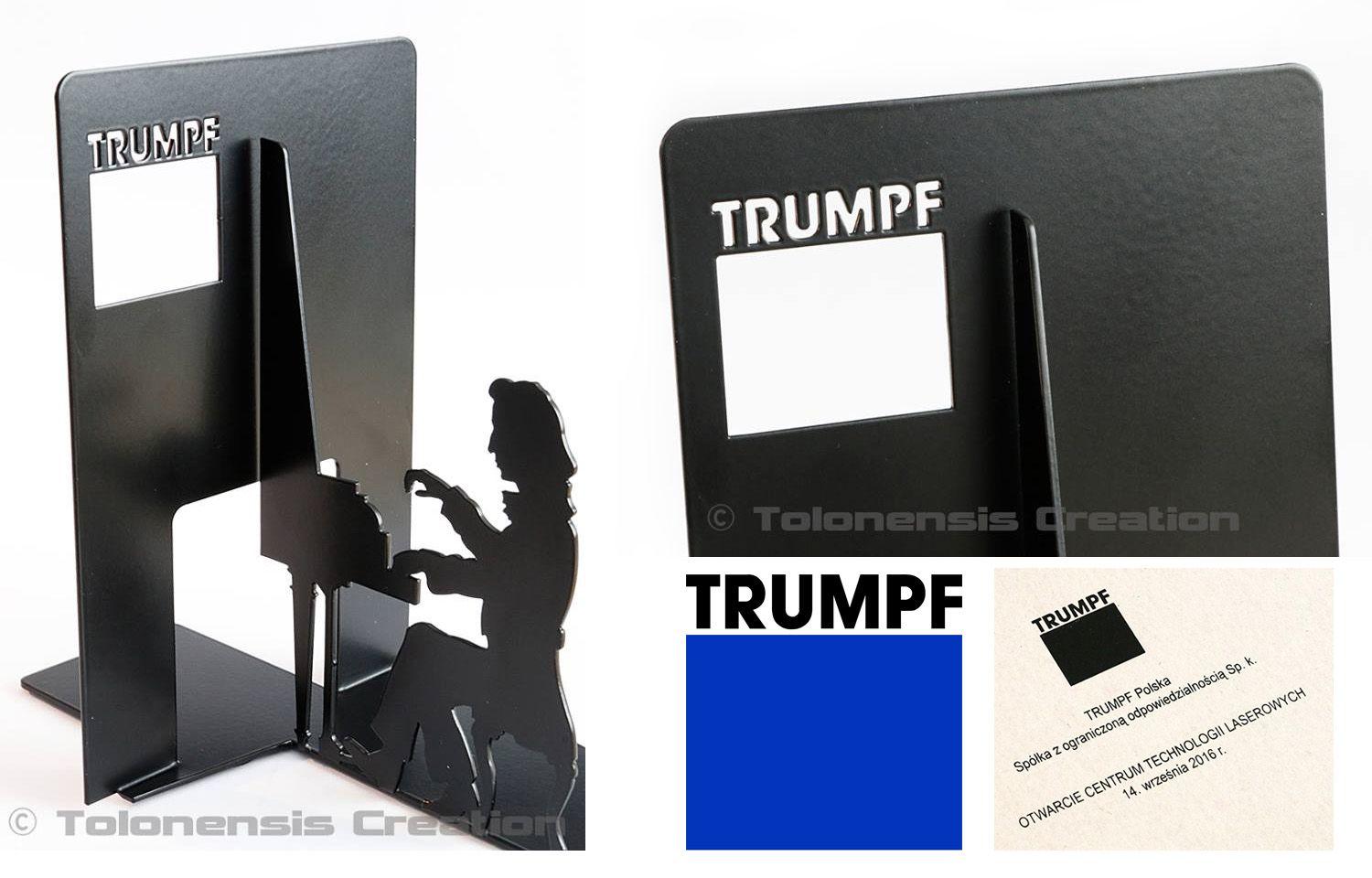 TRUMPF Logo - Customized bookends Chopin fitted with the logo of the Trumpf ...