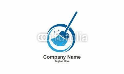 Broom Logo - Tools Blue Cleaning Broom Logo. Buy Photo