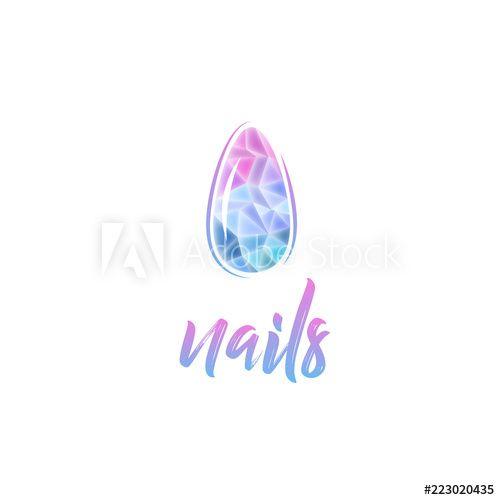 Nails Logo - Polygonal fashion crystal nails logo, symbol. For the beauty salon