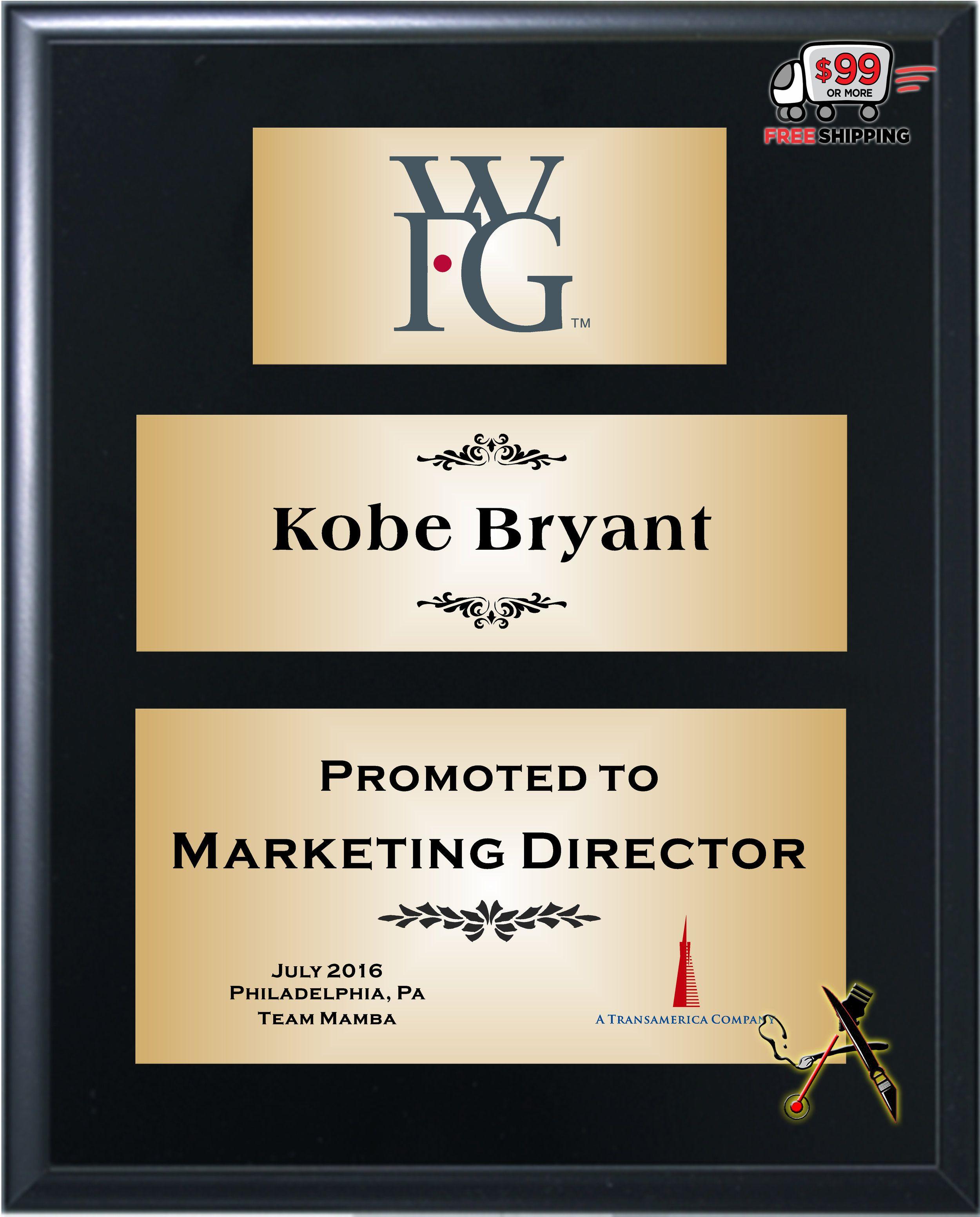 WFG Logo - WFG Marketing Director Promotion Plaque (Item# WFG-1620GBW) WFG Logo