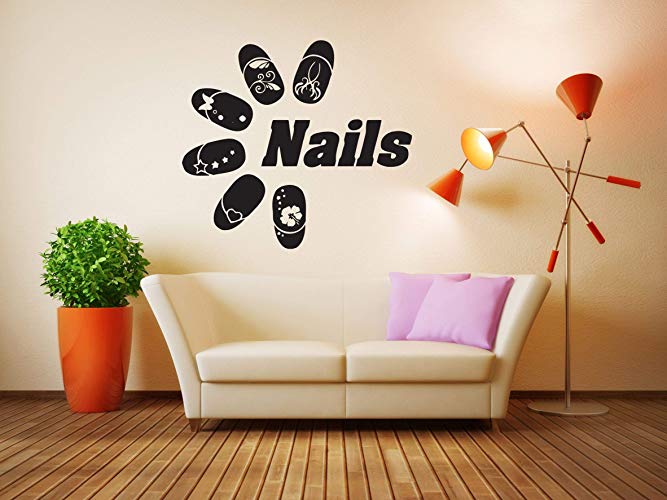 Nails Logo - Vinyl Sticker Nails Sign Logo Nail Salon Beauty Mani