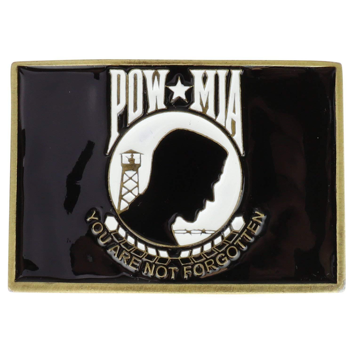 Pow Logo - Armycrew Made in USA POW MIA You Are Not Forgotten Logo Metal Belt Buckle