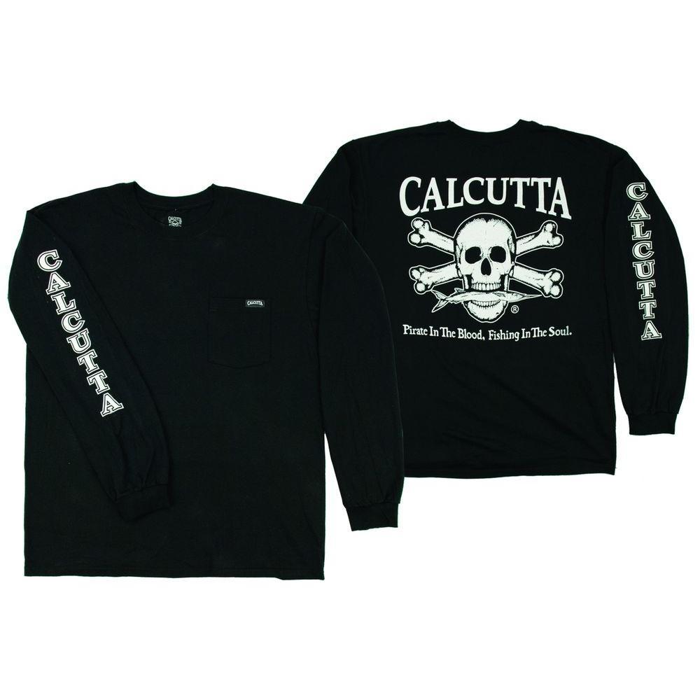 Calcutta Logo - Calcutta Adult Double Extra Large Original Logo Long Sleeved Front Pocket T Shirt In Black