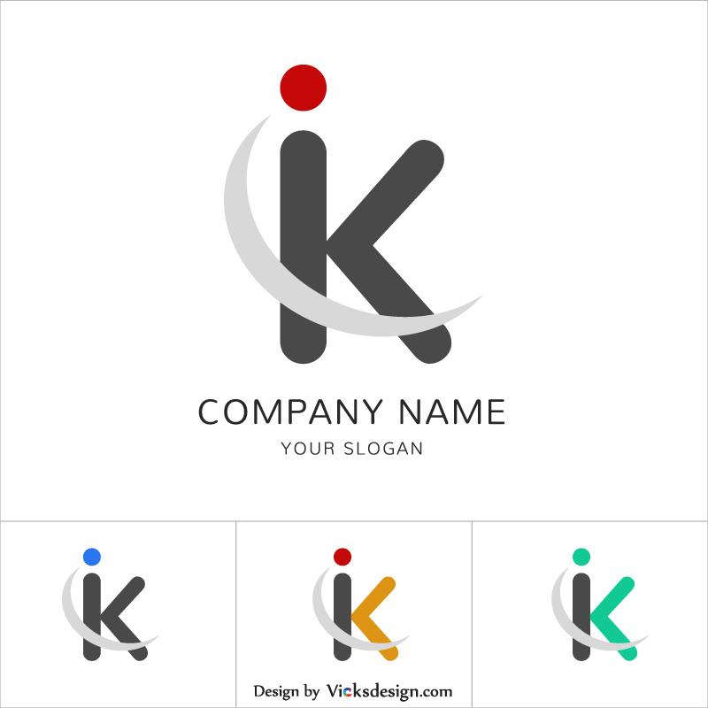 Ik Logo - IK letter logo set, k shape logo vector graphics