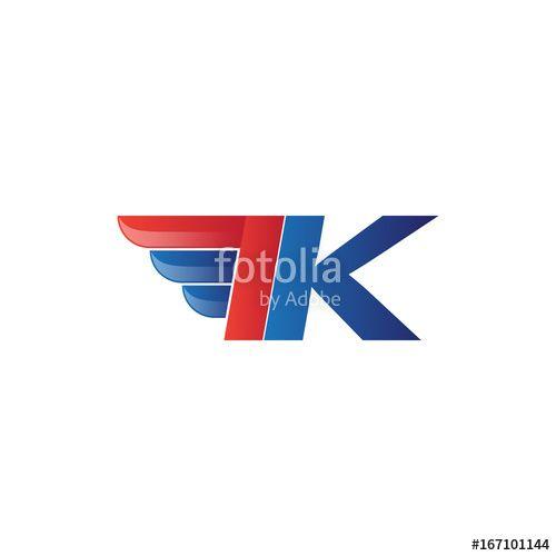 Ik Logo - fast initial letter IK logo vector wing Stock image and royalty
