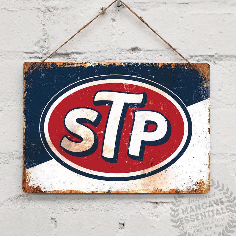STP Logo - Metal Replica Wall Sign STP OIL logo. Mancave decoration Bar Pub Drink Vintage Garage Race Car Shed