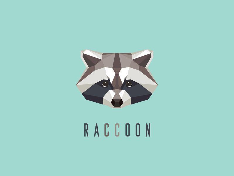 Racoon Logo - Raccoon logo mark. Low polygon animals. Raccoon art