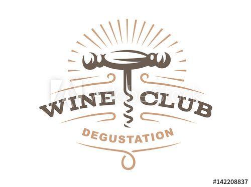 Corkscrew Logo - Wine corkscrew logo illustration, emblem design on white