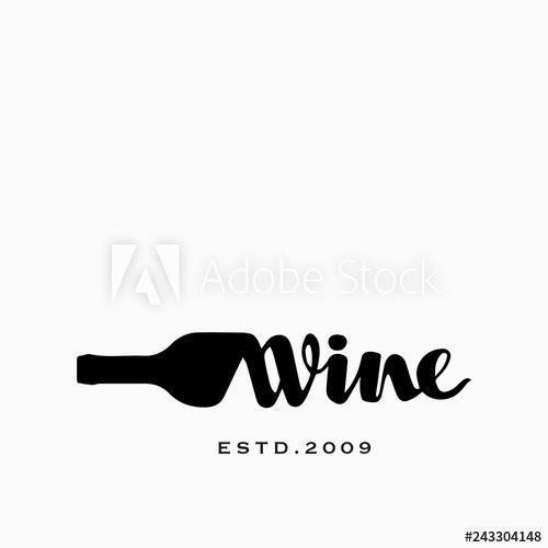Corkscrew Logo - Bottle of Wine and Corkscrew Hand drawn Vector Logo Concept for Wine ...
