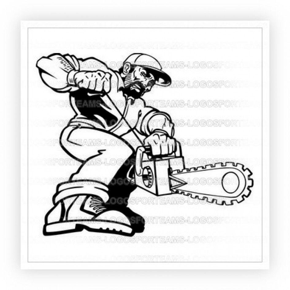 Chainsaw Logo - Mascot Logo Part of a Man With A Chainsaw
