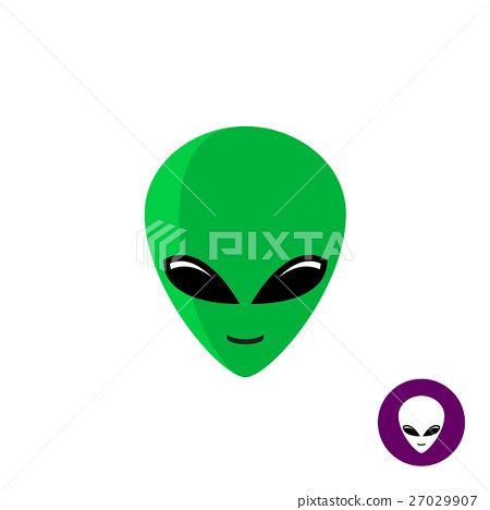 Alien-Looking Logo - Alien face logo. Planet UFO intruder green head