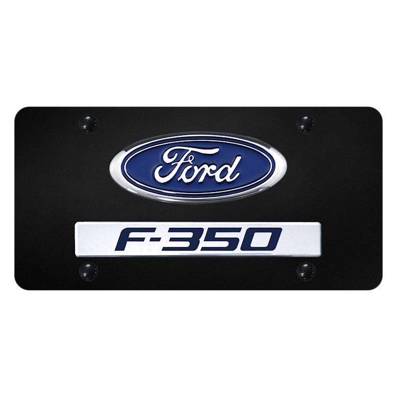 F-350 Logo - Autogold® - License Plate with 3D Chrome F-350 Logo and Ford Emblem