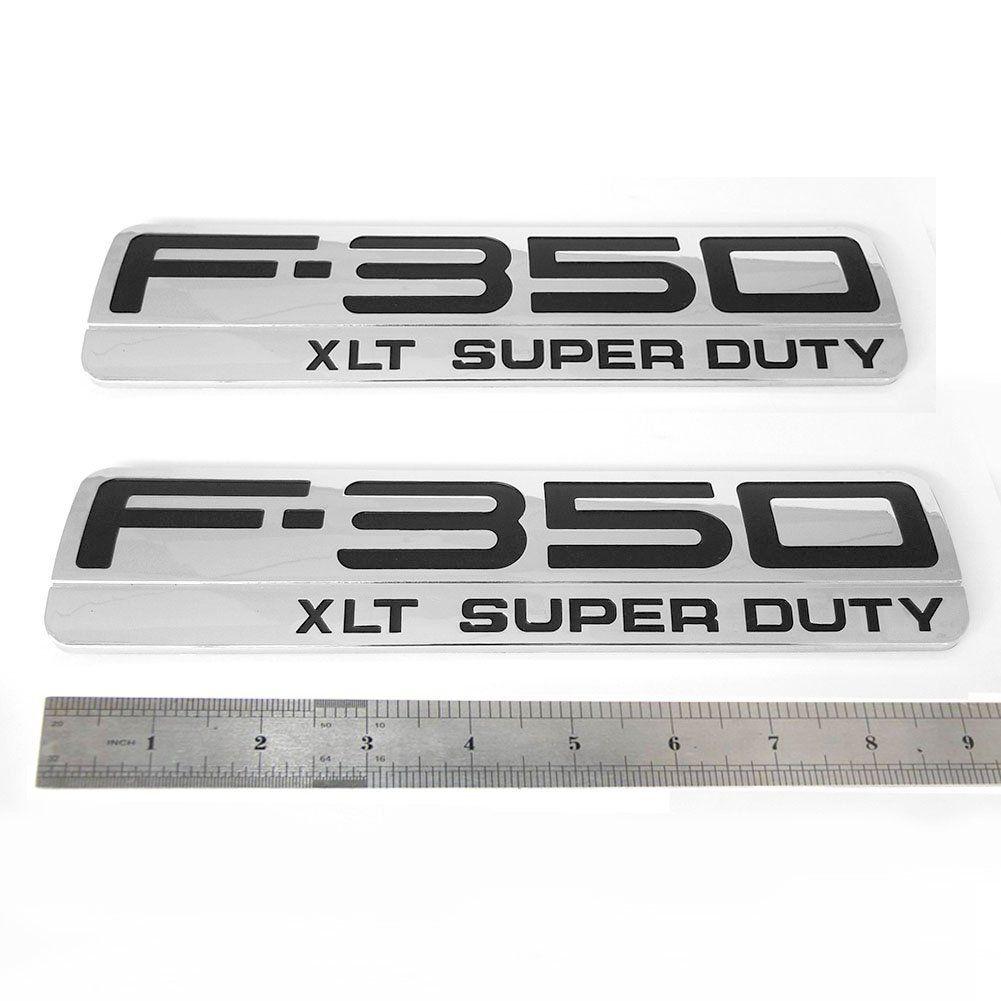 F-350 Logo - Sanucar 2x OEM F-350 XLT Super Duty Side Fender Emblems Badge 3D logo F350  XLT Pickup (Chrome black)