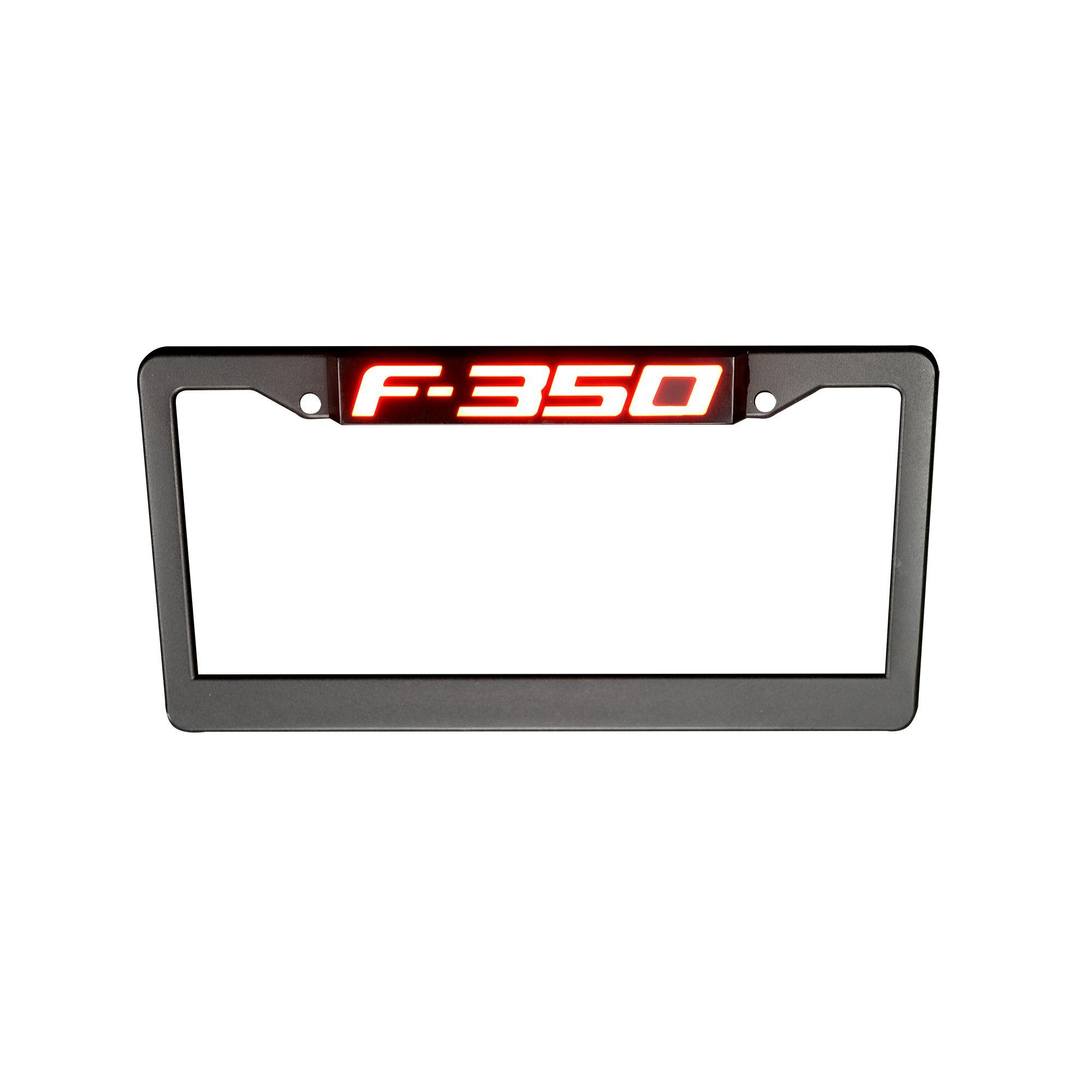 F-350 Logo - RECON 264311F350 Ford F 350 Logo Illuminated RED LED License Plate Frame In Black Billet Aluminum All Ford F 350 Trucks