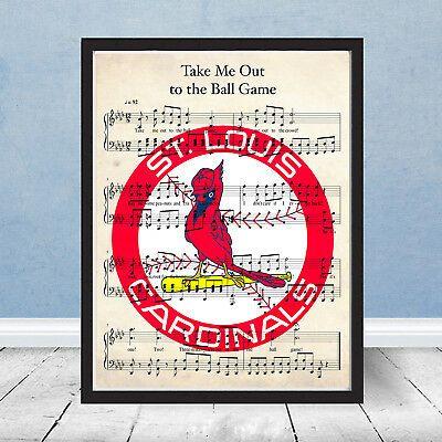 Cardnals Logo - Vintage Take Me Out to Ball Game St Louis Cardinals Logo Music Print Busch  Art | eBay