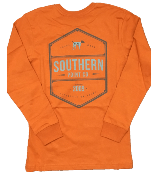 Orange Hexagon Logo - Southern Point Youth Hexagon Logo Long Sleeve T-shirt - Orange ...