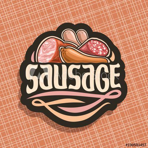 Bratwurst Logo - Vector logo for Sausage, cut label with original brush typeface for ...