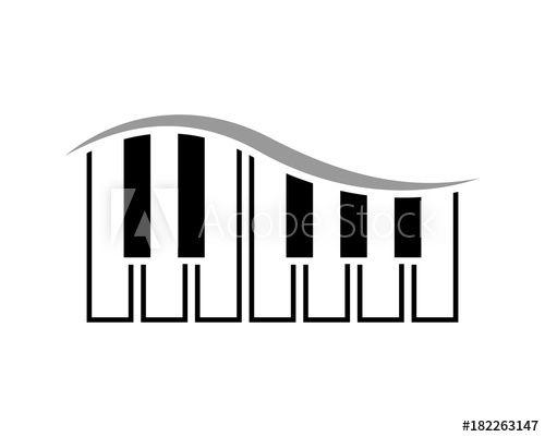 Keyboard Logo - Black and White Electronic Devices Piano Music with Wave Sound Logo ...