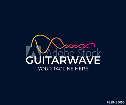 Waveform Logo - Guitar sound wave logo design. Audio waves vector design. Guitar