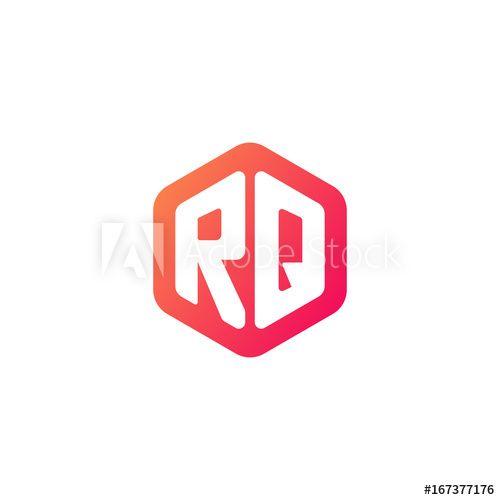 Orange Hexagon Logo - Initial letter rq, rounded hexagon logo, gradient red orange colors