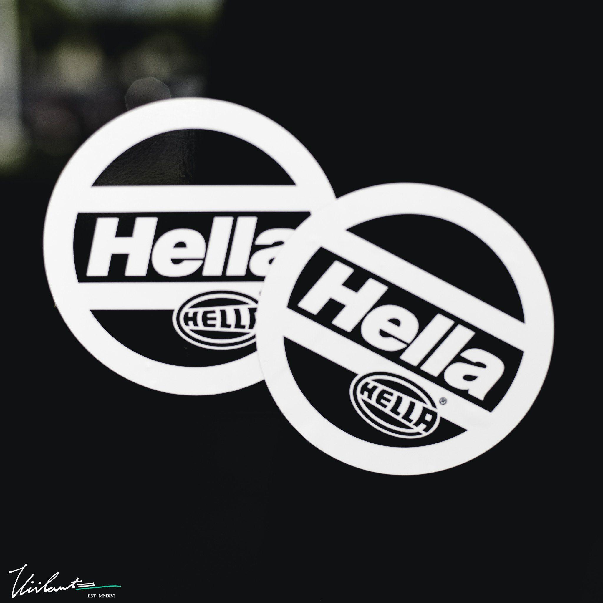 Hella Logo - Hella Headlight White Decal Cover - Gloss Black + White Hella Logo