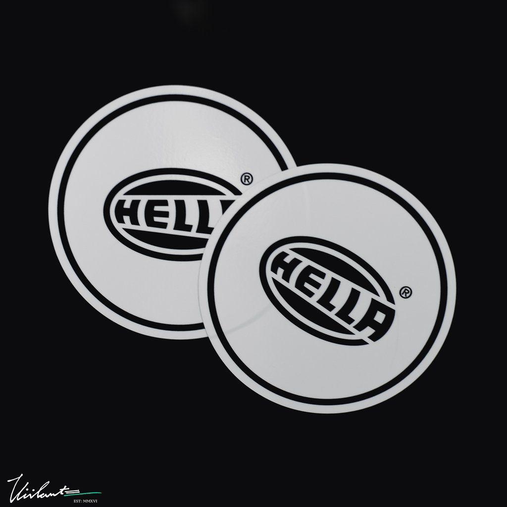 Hella Logo - Hella Headlight White Cover Decal - Gloss White + Black Hella Logo