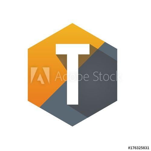 Orange Hexagon Logo - Orange Hexagon Letter T Logo this stock illustration