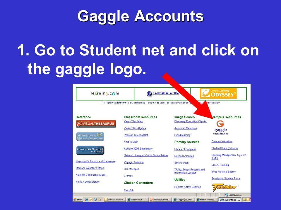 Gaggle Logo - Gaggle Accounts 1. Go to Student net and click on the gaggle logo ...