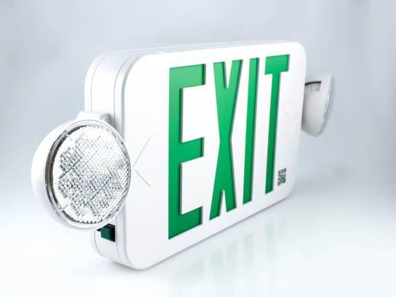 Simkar Logo - LED Dual Head Exit/Emergency, Green Letters | SK66-00387 | Bulbs.com