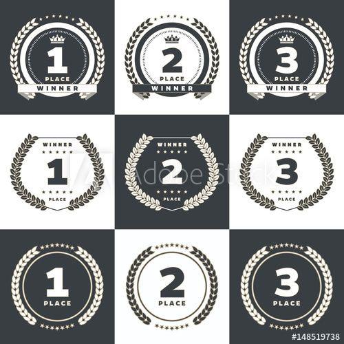 1st-place Logo - 1st, 2ns, 3rd place logo's with laurels and ribbons. Vector ...