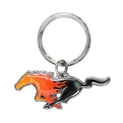 Pony Logo - Ford Mustang Flaming Pony Logo Metal Key Chain, Key Charm, Keychain by  iPick Image for 2000 to 2018 Mustang