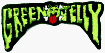 Jelly Logo - Green Jelly - Logo with Skull & Crossbones Sticking Out Tongue -  Embroidered Iron On or Sew On Patch
