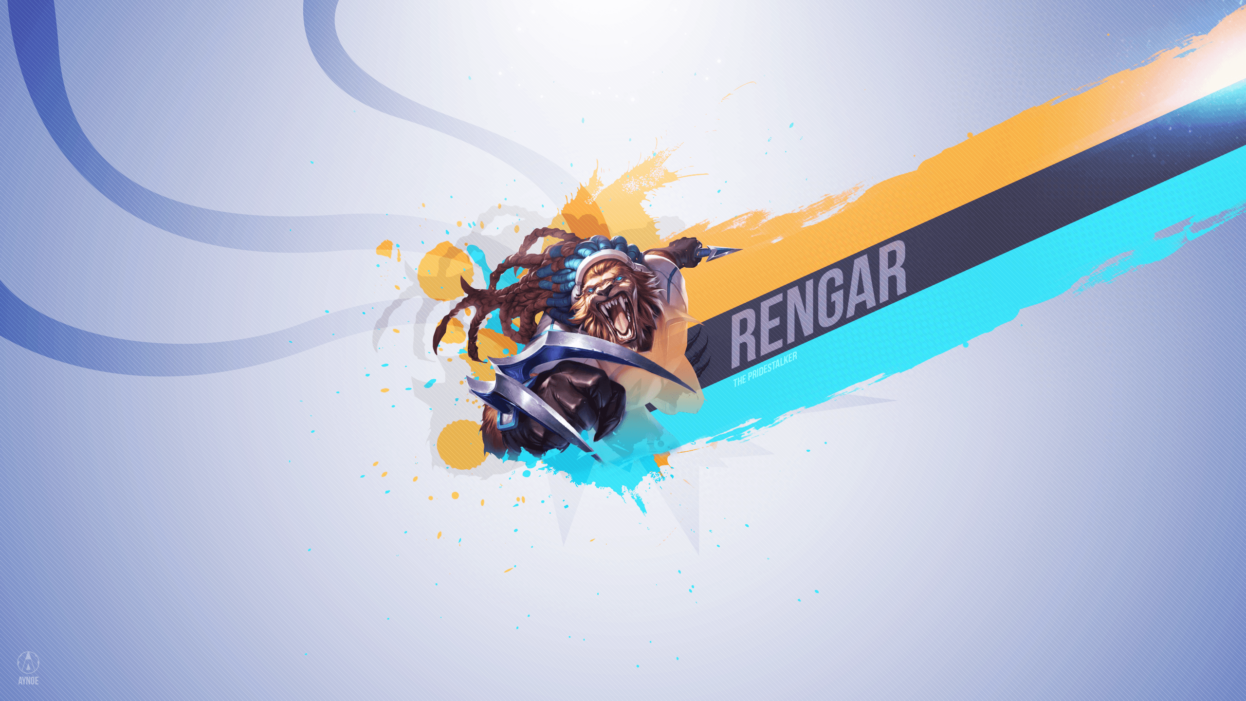 Rengar Logo - Wallpaper : illustration, League of Legends, logo, blue, cartoon ...