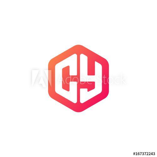 Orange Hexagon Logo - Initial letter cy, rounded hexagon logo, gradient red orange colors ...